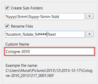 Added 'Custom Name' token to renaming templates