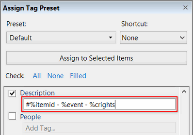 Added support for tokens in the 'Assign Tag Preset' panel