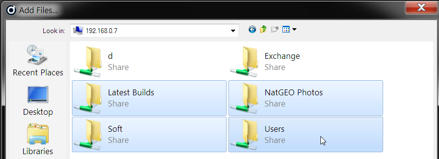 Browse for Files and Folders dialog window