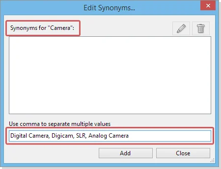 The Synonym Editor Dialog
