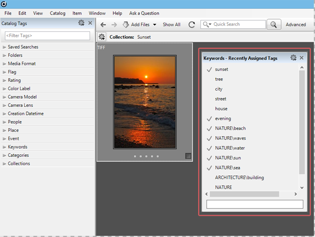 The "Recently Assigned Tags" dialog