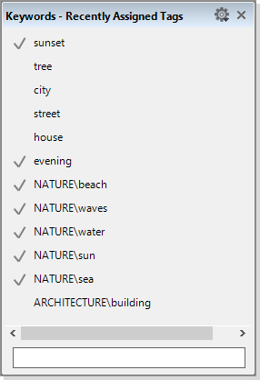 The "Recently Assigned Tags" dialog