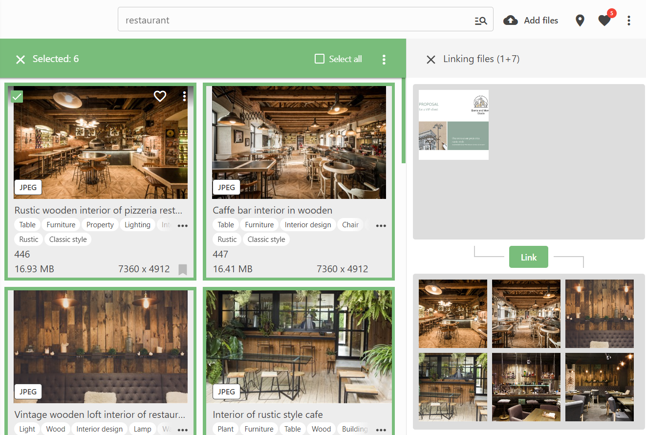 Linking Files in the Web Client