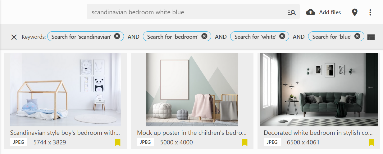 AND/OR/Exact phrase match/All words search criteria are available in the quick search