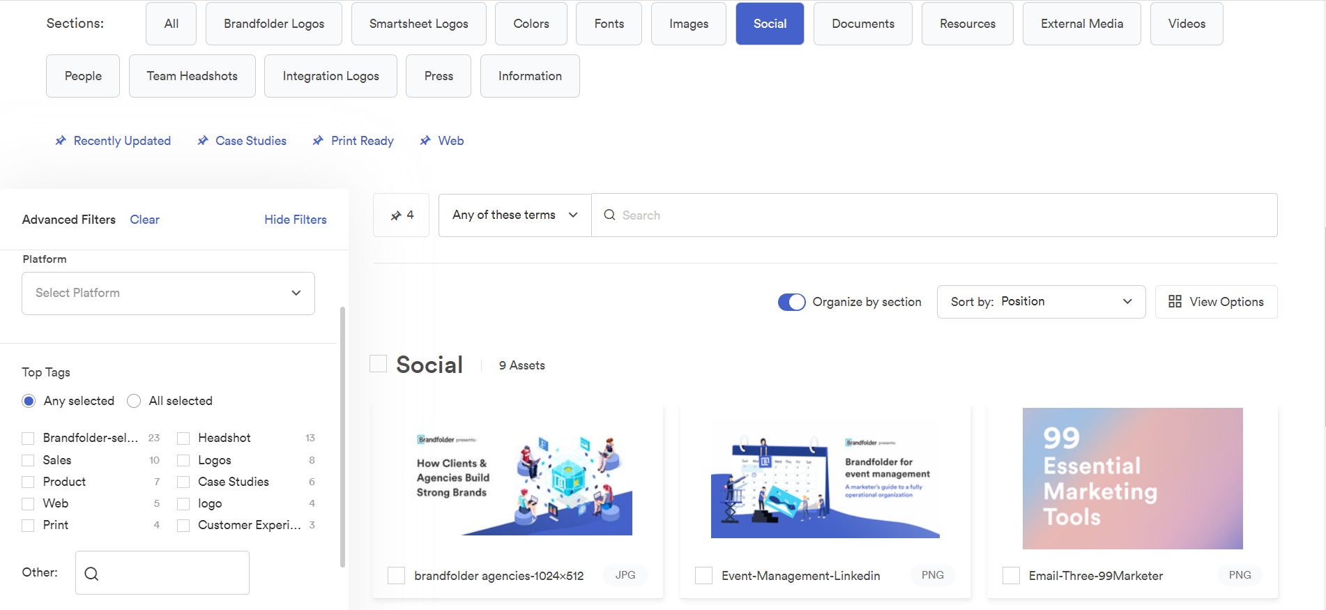 Brandfolder User Interface Section