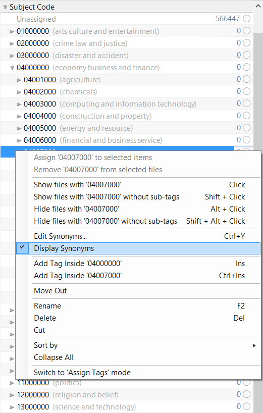 Displaying Synonyms Displaying Synonyms