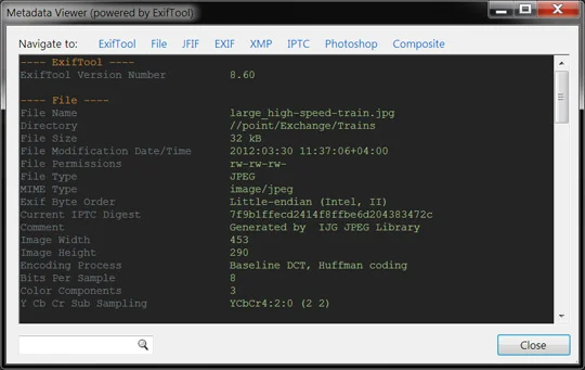 ExifTool Metadata Viewer