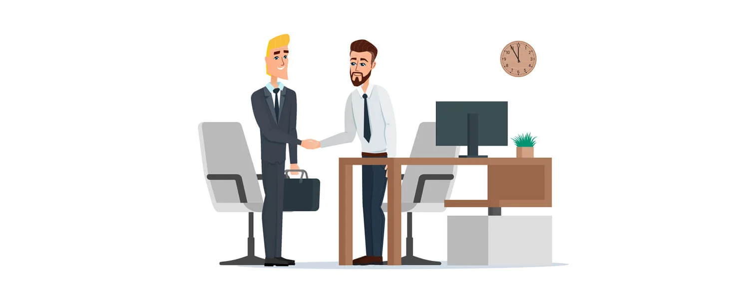 Illustration of two professionals shaking hands for the Interview With Architectural Photographer Scott DuBose article