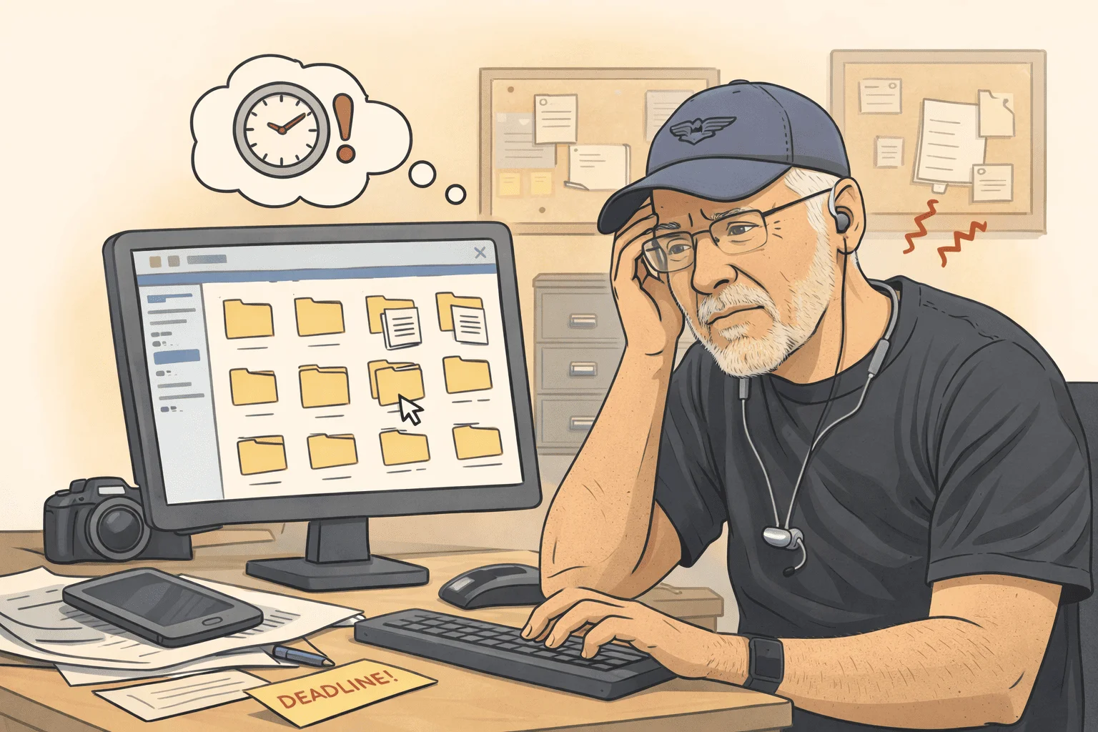 Illustration about organising scattered digital files