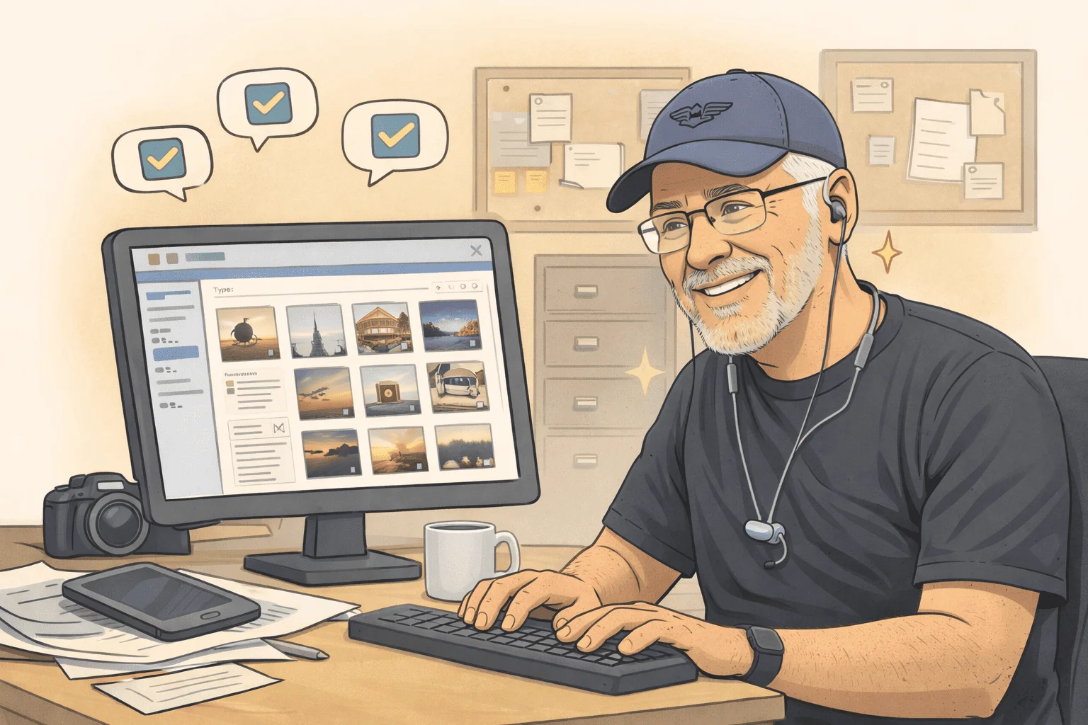 Illustration about organising scattered digital files